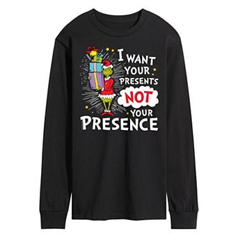 Men's Dr. Seuss Grinch I Want Your Presents Long Sleeve Tee