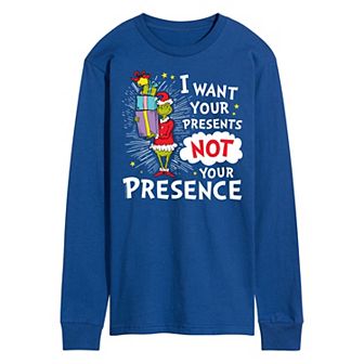 Men's Dr. Seuss Grinch I Want Your Presents Long Sleeve Tee