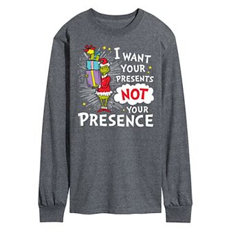 Men's Dr. Seuss Grinch I Want Your Presents Long Sleeve Tee