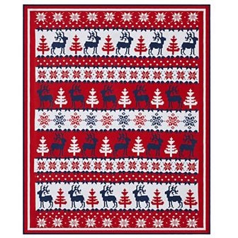 Blueberry Pet Christmas Reindeer Knitted Throw Blanket in Tango Red