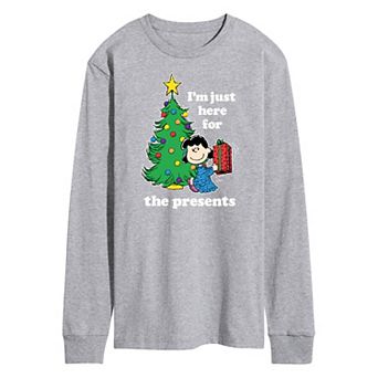 Men's Peanuts Lucy I'm Just Here For The Presents Long Sleeve Tee