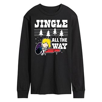 Men's Peanuts Jingle All The Way Piano Long Sleeve Tee