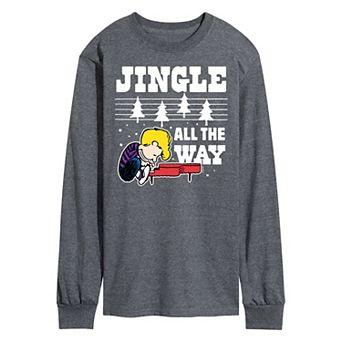 Men's Peanuts Jingle All The Way Piano Long Sleeve Tee