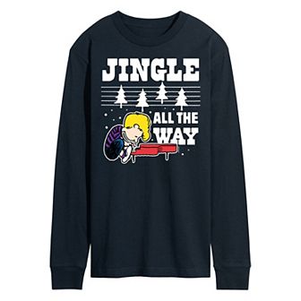 Men's Peanuts Jingle All The Way Piano Long Sleeve Tee