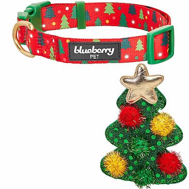 Blueberry Pet Christmas Tree Dog Collar with Detachable Decor