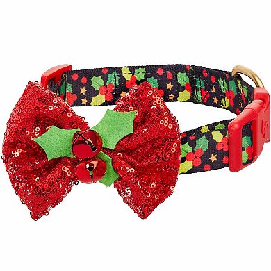 Blueberry Pet Christmas Blooming Berry Dog Collar with Detachable Decor
