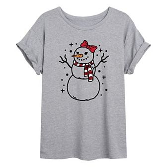 Juniors' Snow Woman Oversized Graphic Tee