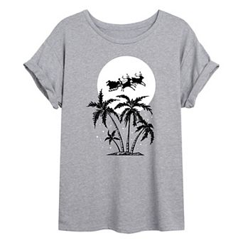 Juniors' Beachy Christmas Oversized Graphic Tee