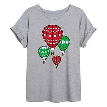 Juniors' Christmas Balloons Oversized Graphic Tee