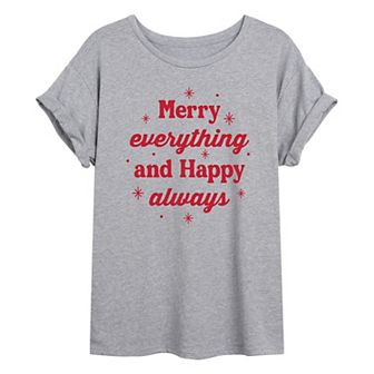 Juniors' Merry Everything Oversized Graphic Tee