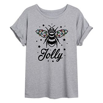 Juniors' Bee Jolly Oversized Graphic Tee
