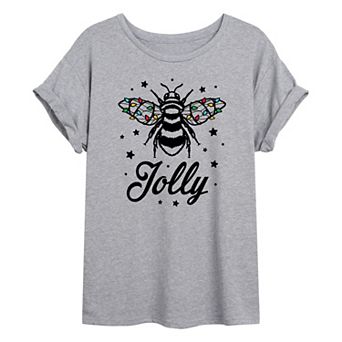 Juniors' Bee Jolly Oversized Graphic Tee