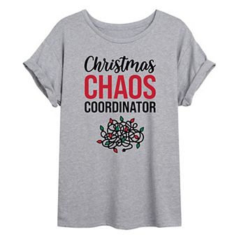 Juniors' Christmas Coordinator Oversized Graphic Tee