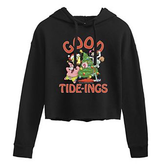 Juniors' Nickelodeon SpongeBob Good Tide-Ings Cropped Graphic Hoodie