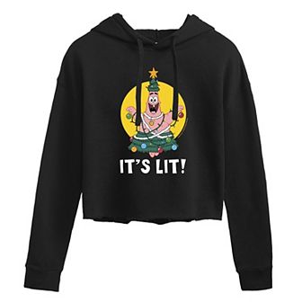 Juniors' SpongeBob It's Lit Cropped Graphic Hoodie
