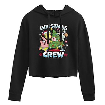 Juniors' SpongeBob Christmas Crew Cropped Graphic Hoodie