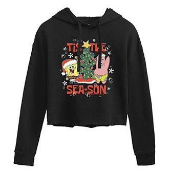 Juniors' SpongeBob Tis The Sea-Son Cropped Graphic Hoodie