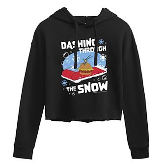 Juniors' SpongeBob Through The Snow Cropped Graphic Hoodie