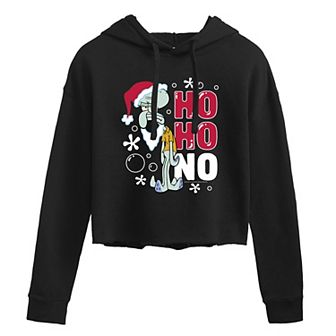 Juniors' SpongeBob Ho Ho No Cropped Graphic Hoodie
