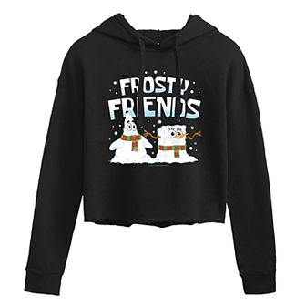 Juniors' Nickelodeon SpongeBob Frosty Friends Cropped Graphic Hoodie