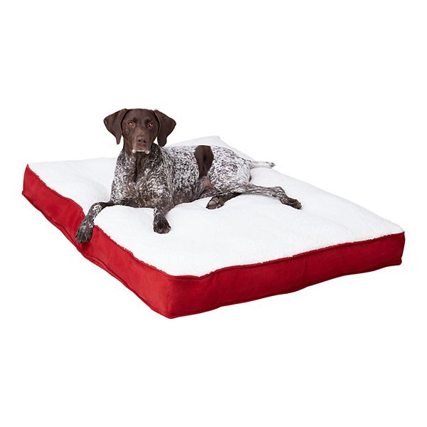 Daisy Deluxe Crimson Sherpa Supportive Dog Bed, Medium