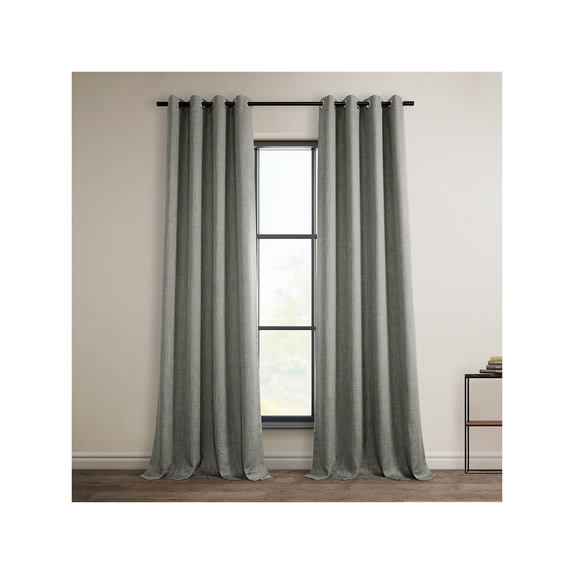EFF Faux Linen Room Darkening Curtain Panel, Blazer Gray