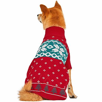 Blueberry Pet Christmas Tree and Snowflakes Dog Sweater