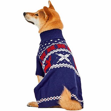 Blueberry Pet Reindeer and Snowflake Dog Sweater