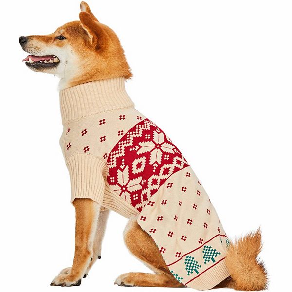 Blueberry Pet Christmas Tree Dog Jacquard Sweater in Cream
