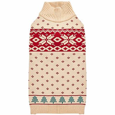 Blueberry Pet Christmas Tree Dog Jacquard Sweater in Cream