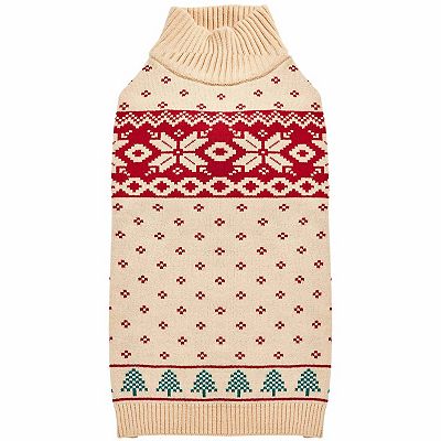 Blueberry Pet Christmas Tree Dog Jacquard Sweater in Cream