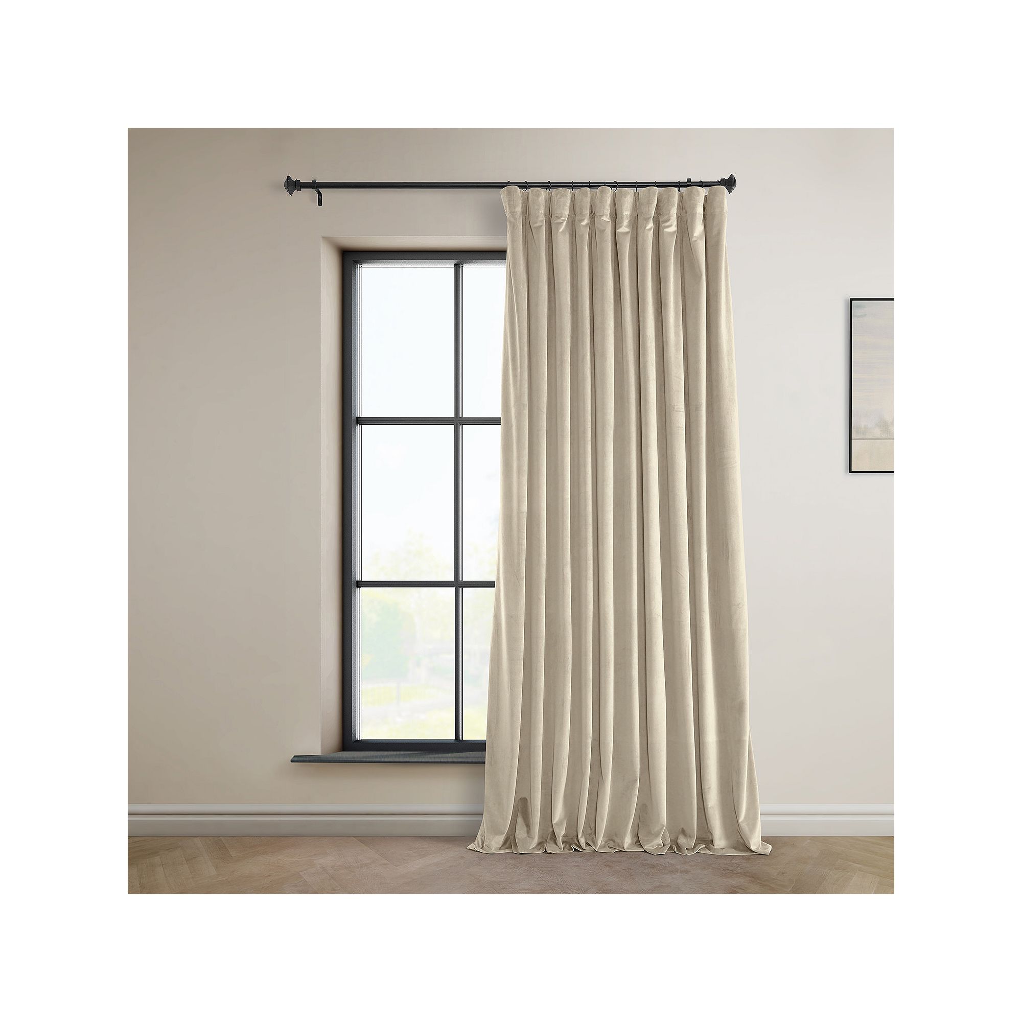EFF Signature Plush Velvet Extra Wide Hotel Blackout Window Curtain Panel, 