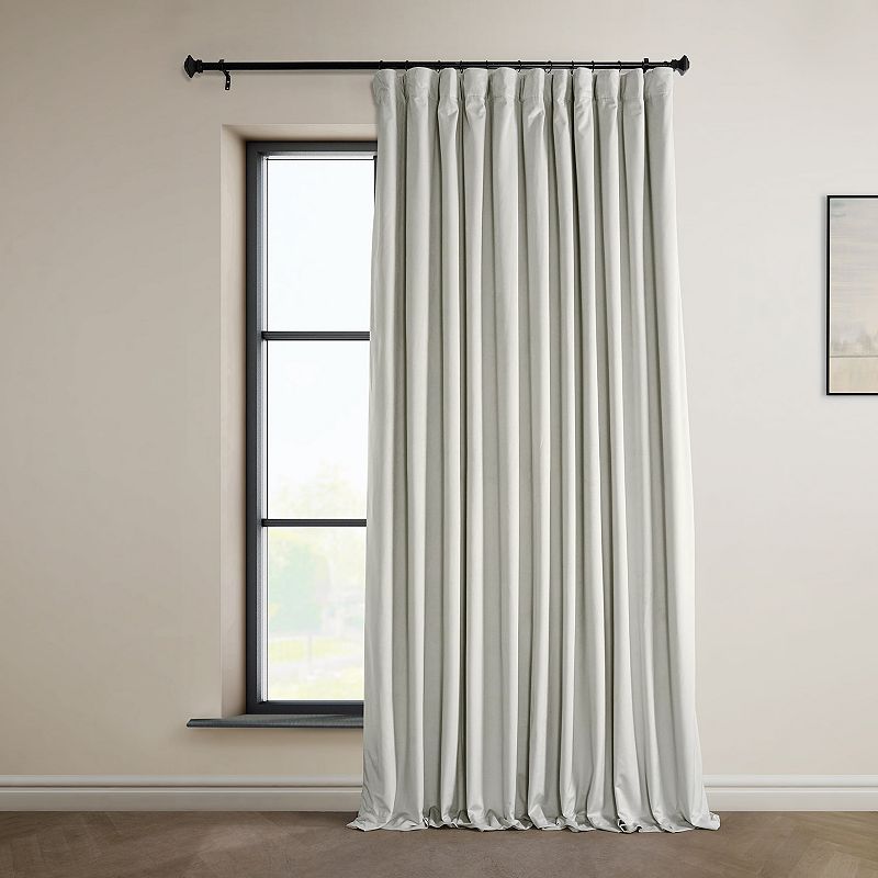 Half Price Drapes Signature Extra Wide Misty White Plush Velvet Hotel Blackout Curtains(1 Panel) 100W X 108L