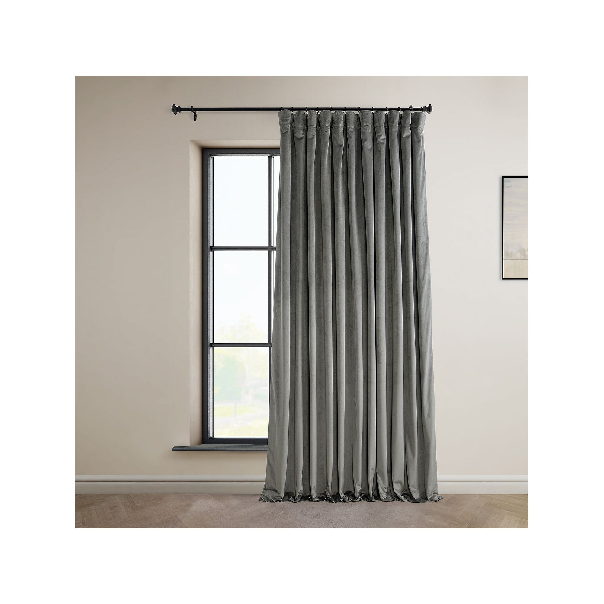 EFF Signature Plush Velvet Extra Wide Hotel Blackout Window Curtain Panel, 