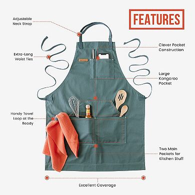 Chef Pomodoro Apron for Men and Women with Pockets - Top Chef Recommended - Grill Apron with Adjustable Neck Straps