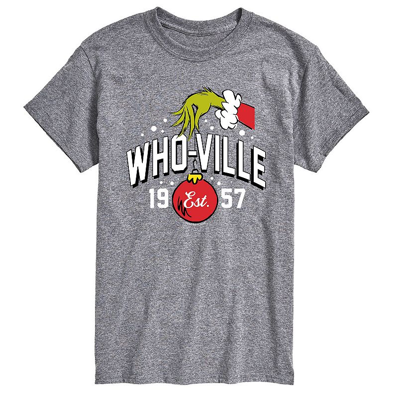 Big & Tall Whoville Grinch Hand Tee, Mens, Size: Large Tall, Med Grey