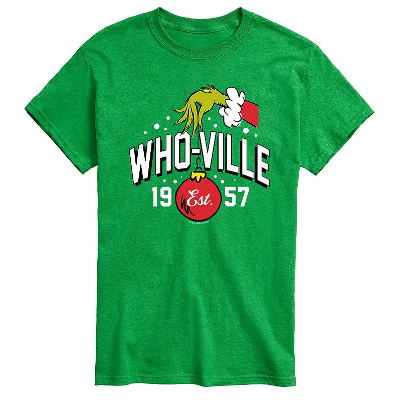 Big & Tall Whoville Grinch Hand Tee, Mens, Size: Large Tall, Green