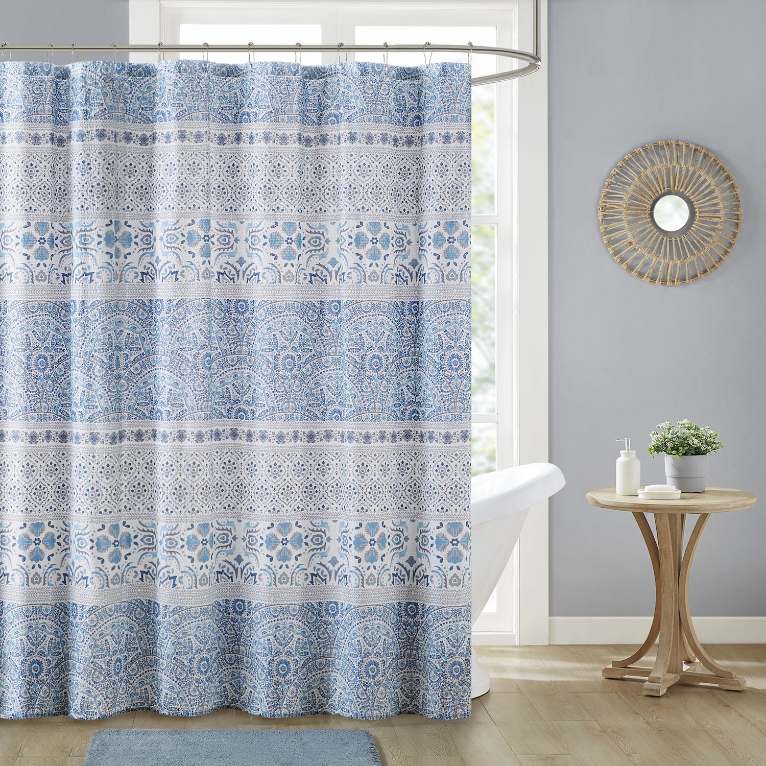 Madison Park Noa Seersucker Printed Shower Curtain   5987122 ALT