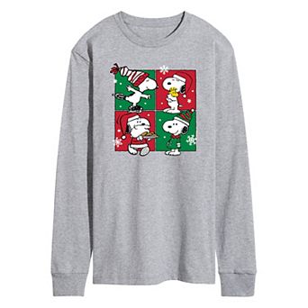 Men's Peanuts Snoopy Christmas Grid Long Sleeve Tee