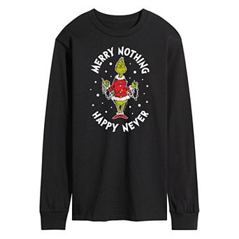 Men's Dr. Seuss Grinch Merry Nothing Happy Never Long Sleeve Tee