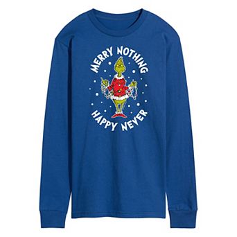 Men's Dr. Seuss Grinch Merry Nothing Happy Never Long Sleeve Tee