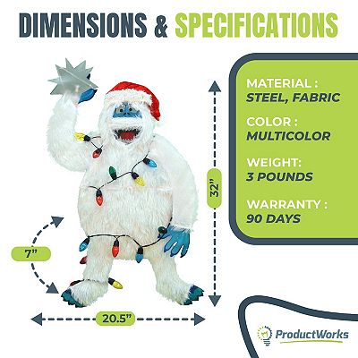 32” Pre-Lit LED Light Up Rudolph BUMBLE Abominable Snowman Yard Art Decoration good