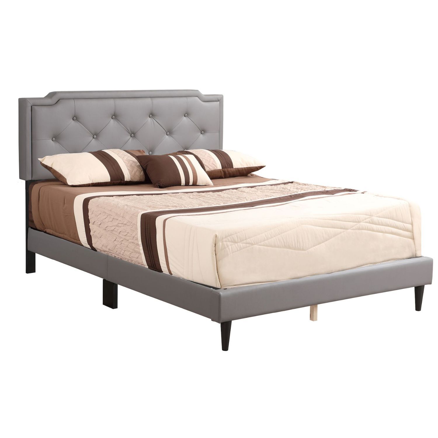 Passion Furniture Deb Light Grey Full Adjustable Panel Bed