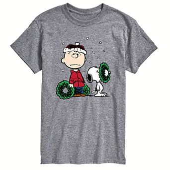 Men's Peanuts Charlie Brown Wreath Tee
