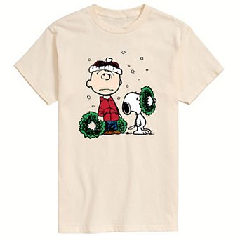 Men's Peanuts Charlie Brown Wreath Tee