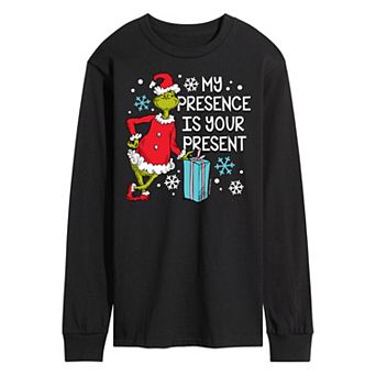 Men's Dr. Seuss Grinch My Presence Is Your Present Long Sleeve