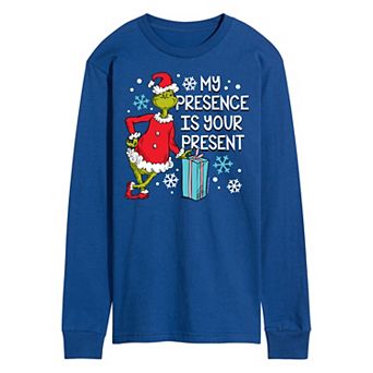 Men's Dr. Seuss Grinch My Presence Is Your Present Long Sleeve