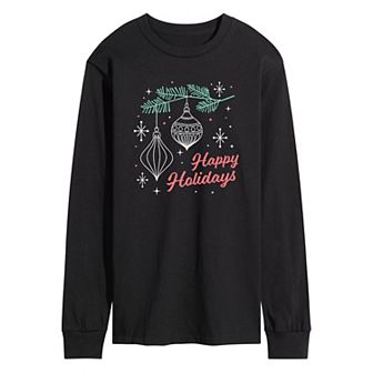 Men's Happy Holidays Retro Long Sleeve Tee