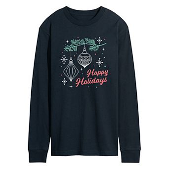 Men's Happy Holidays Retro Long Sleeve Tee