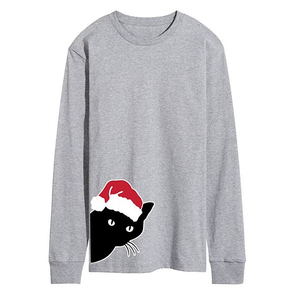 Men's Peeking Cat Long Sleeve Tee